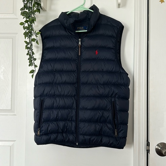 Polo Ralph Lauren Mens Packable Water-Repellent Down Vest Aviator Navy Large - Picture 2 of 5